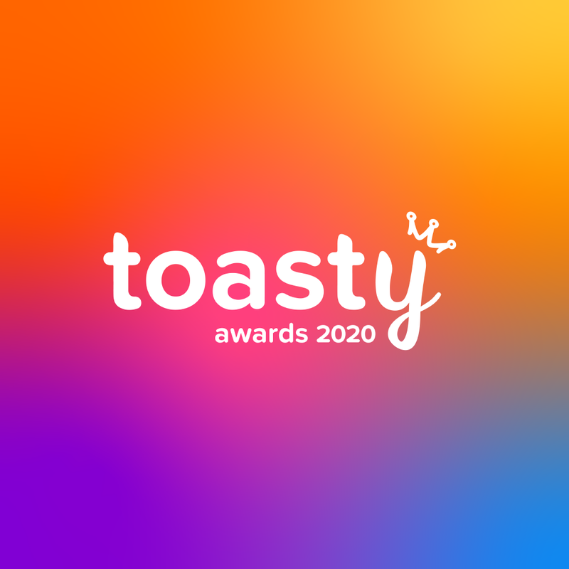 Toasty Awards Logo on Rainbow Gradient
